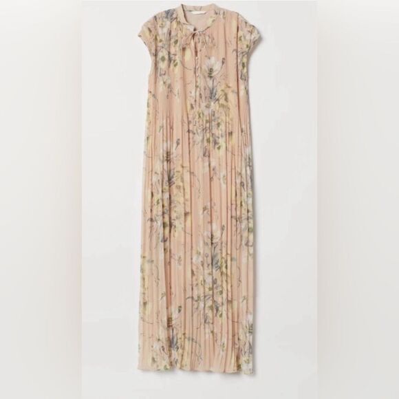 H&M Blogger Chiffon Dress Pink Floral Short Sleeve
Pleated Cream Dress Size 2 - Picture 1 of 14
